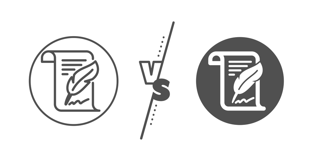 Copywriting,Sign.,Versus,Concept.,Feather,Signature,Line,Icon.,Feedback,Symbol.